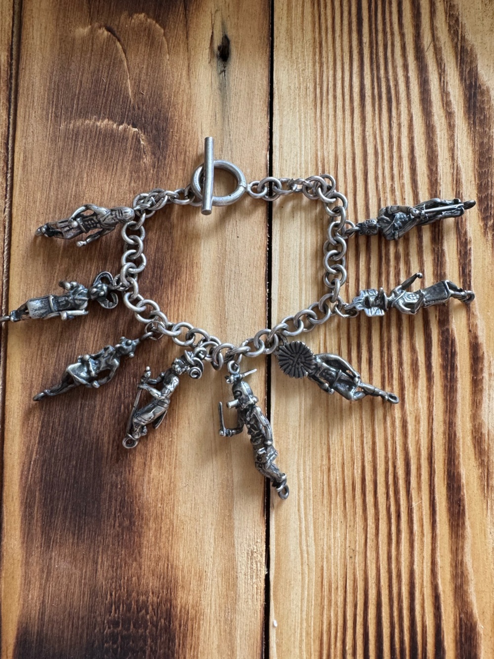 Vintage Sterling Silver Kachina Charm Bracelet